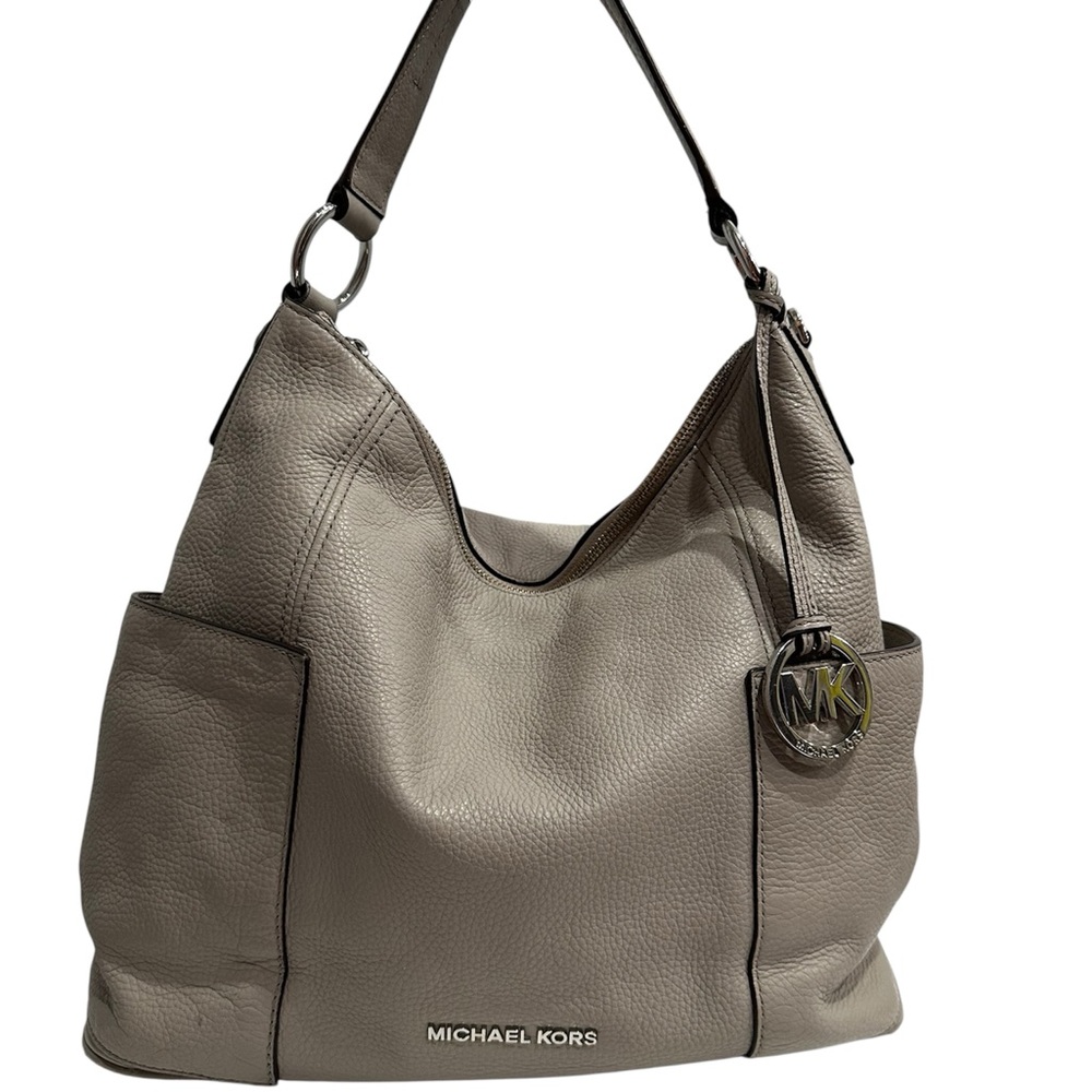 Michael Kors Taupe Hobo Bag with Logo Charm